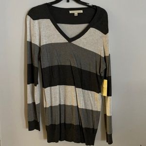 Debbie Morgan Striped Sweater New Grey Small